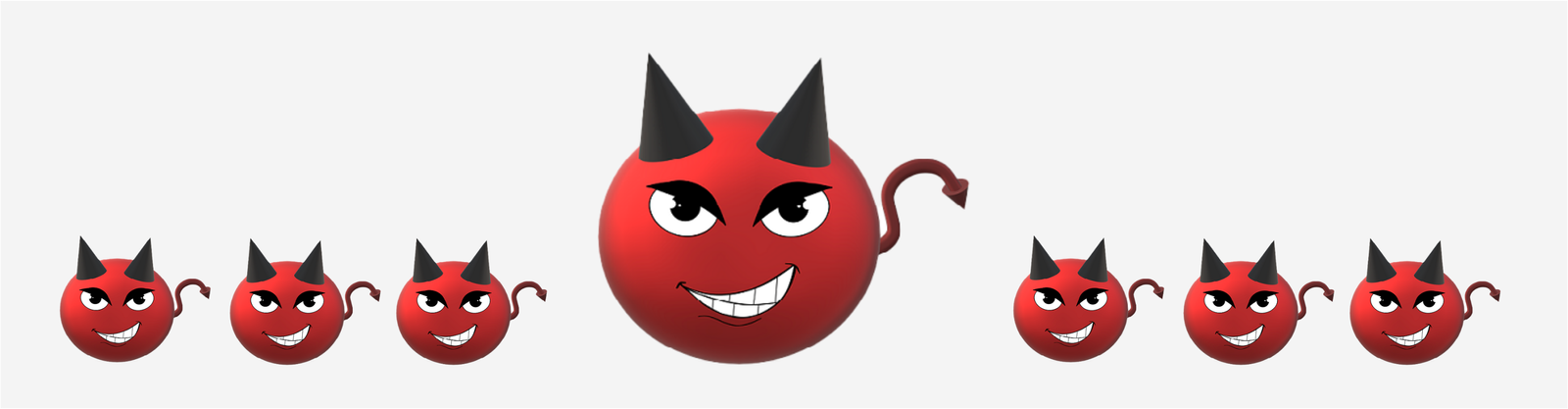 Image de 7 visages de diable rouge avec cône en guise d'oreille