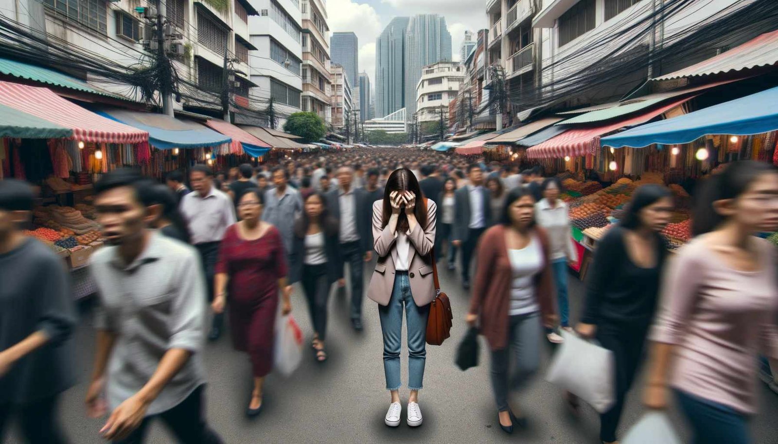 Agoraphobie femme dans la foule