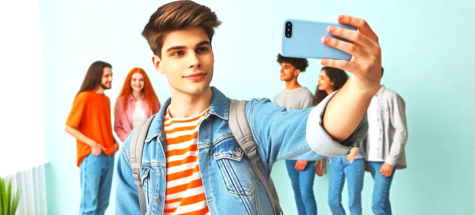 Jeune faisant un selfie sans se préoccuper des autres. C'est le narcissisme social
