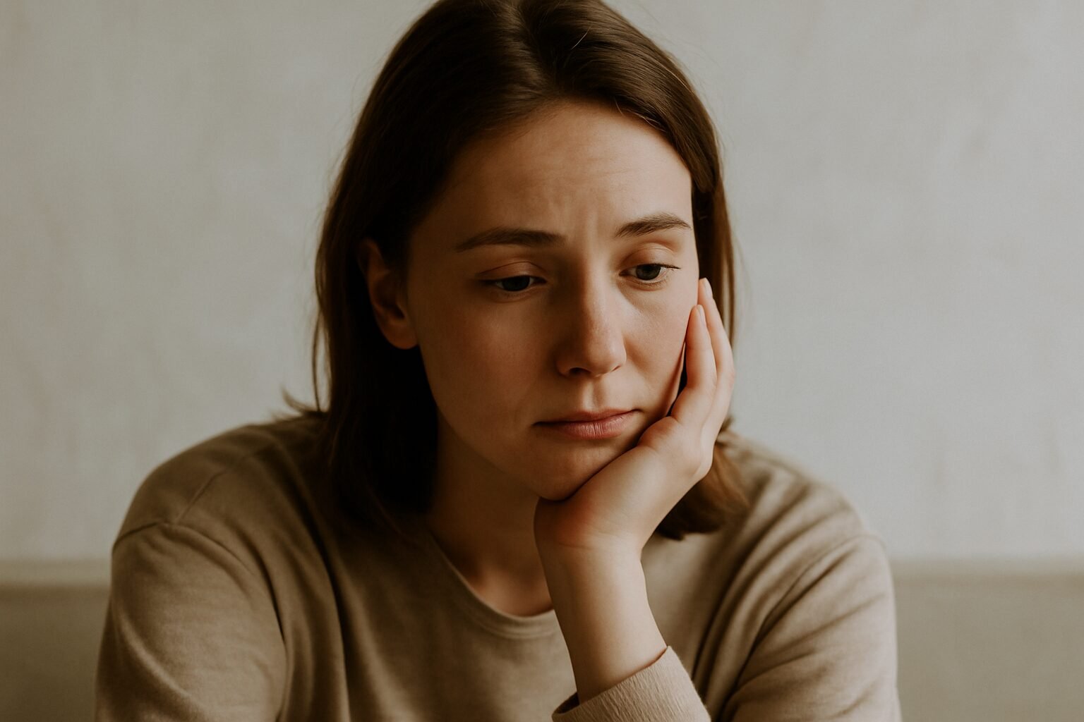 Femme le regard triste après un avortement