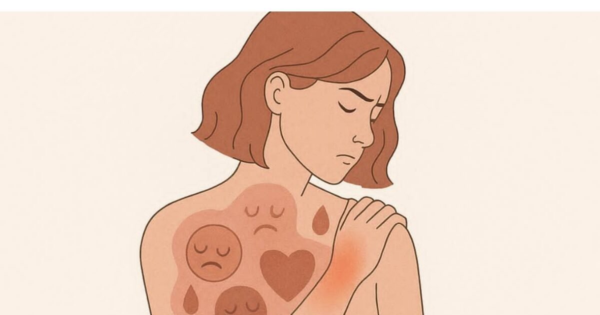 Douleurs inexpliquées chez une femme illustrant des émotions enfouies