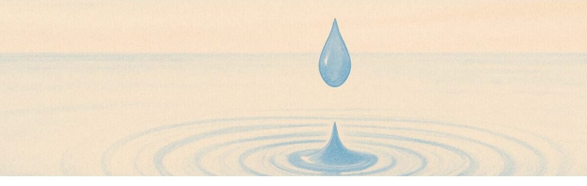 Illustration d'une larme suspendue sur fond clair, symbolisant les émotions refoulées et la douleur intérieure silencieuse