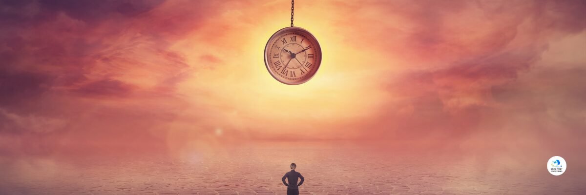 Un homme face a l'horloge du temps se demandant pourquoi la passé influence ses choix
