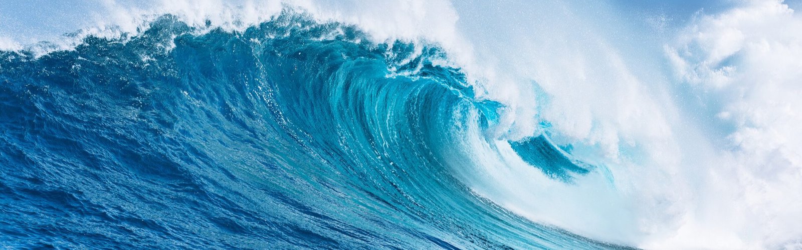 Vague océanique puissante se formant et déferlant, illustrant le mouvement des émotions et leur intensité changeante.